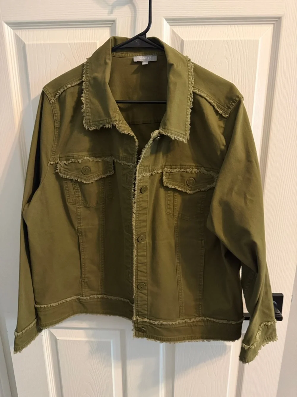 Habitat Olive Frayed-Trim Denim Jacket - Picture 1 of 2